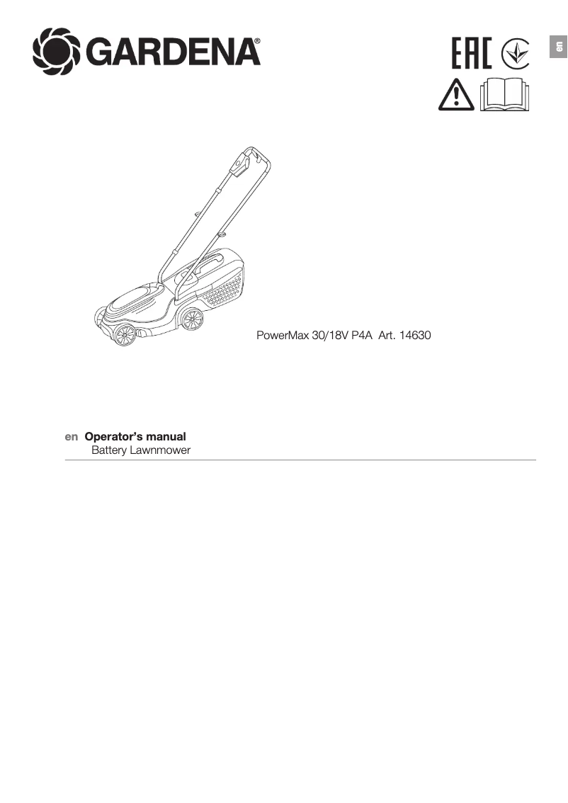 Page 1 de la notice Manuel utilisateur Gardena PowerMax 30/18V P4A