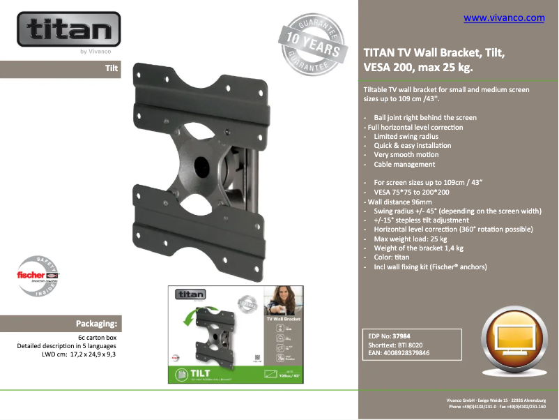 Page 1 de la notice Manuel utilisateur Titan BTI 8020