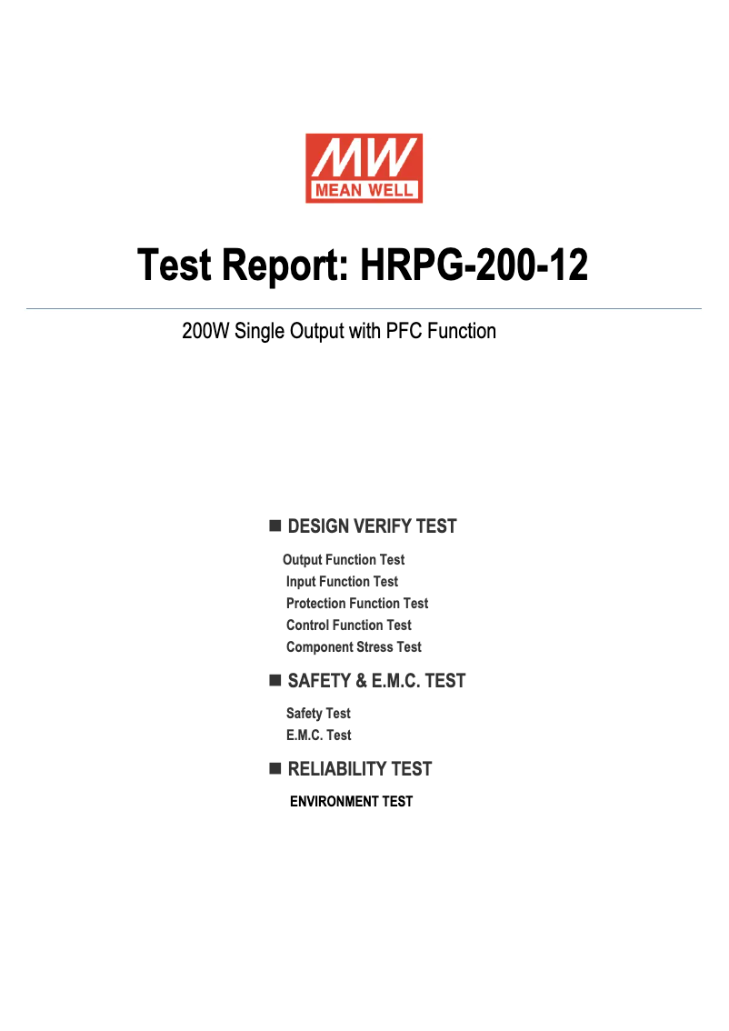 Page n°1 - Fiche technique Mean Well HRPG-200-12