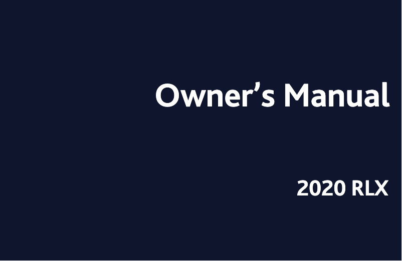 Page 1 de la notice Manuel utilisateur Acura RLX (2020)