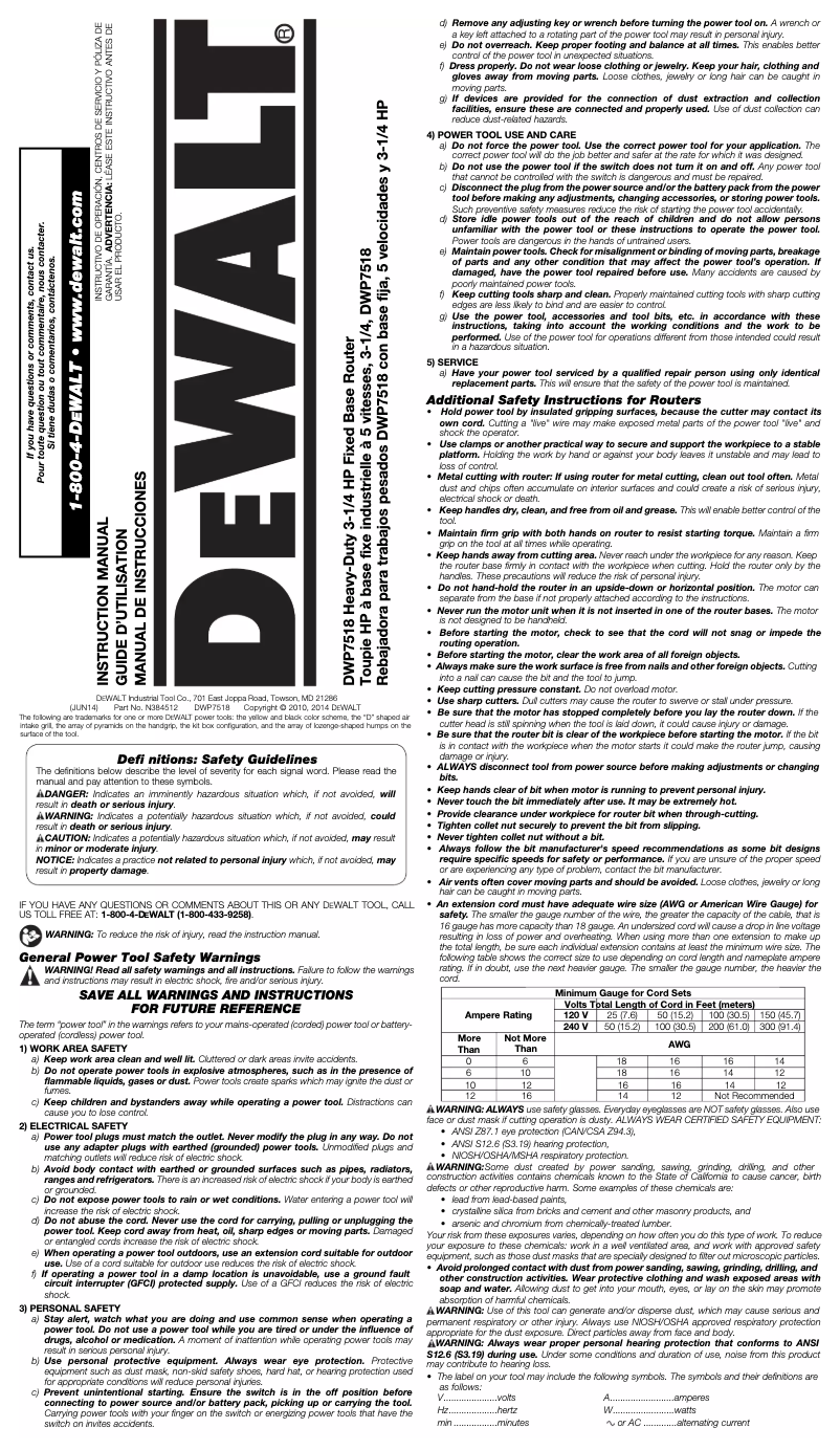 Página 1 del manual Manual de usuario DeWalt DWP7518