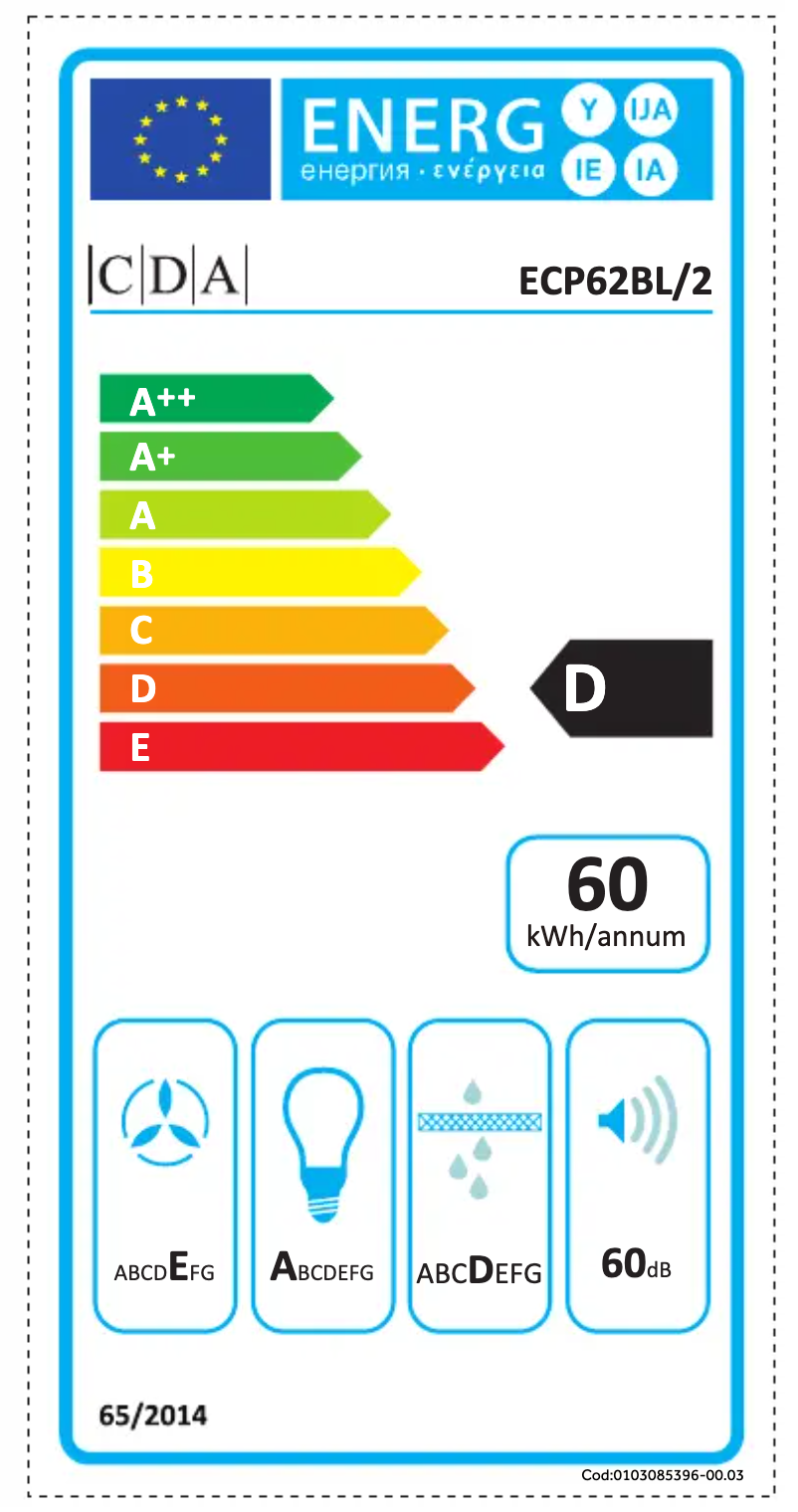 Page n°1 - Label énergétique CDA ECP62BL