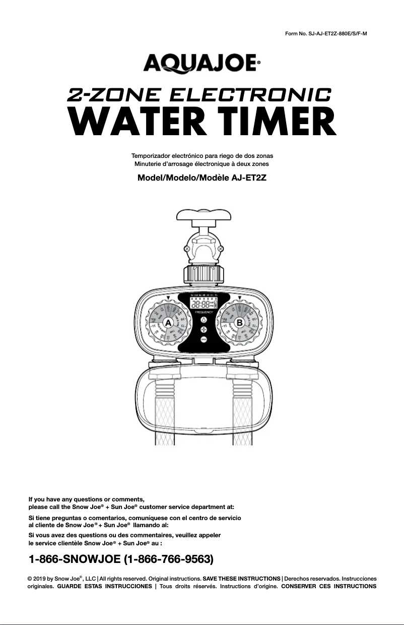 Page 1 de la notice Manuel utilisateur Aqua Joe AJ-ET2Z