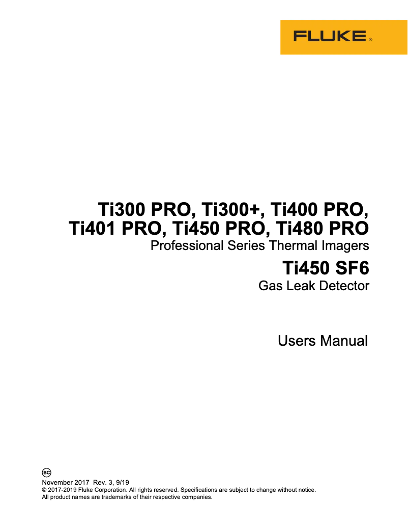 Page n°1 - Manuel utilisateur Fluke Ti480 PRO