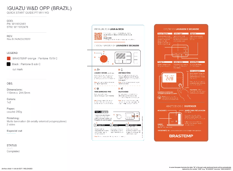 Page 1 de la notice Manuel utilisateur Brastemp BNO10AS