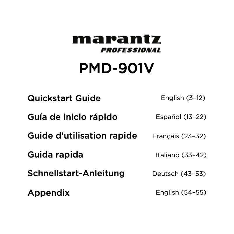 Page n°1 - Guide de démarrage rapide Marantz PMD-901V