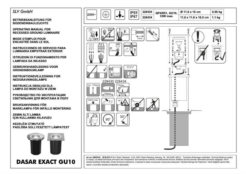 Page n°1 - Manuel utilisateur SLV 228430