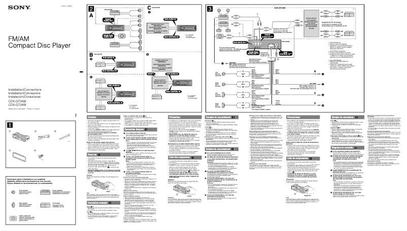 Página 1 del manual Guía de instalación Sony CDX-GT34W