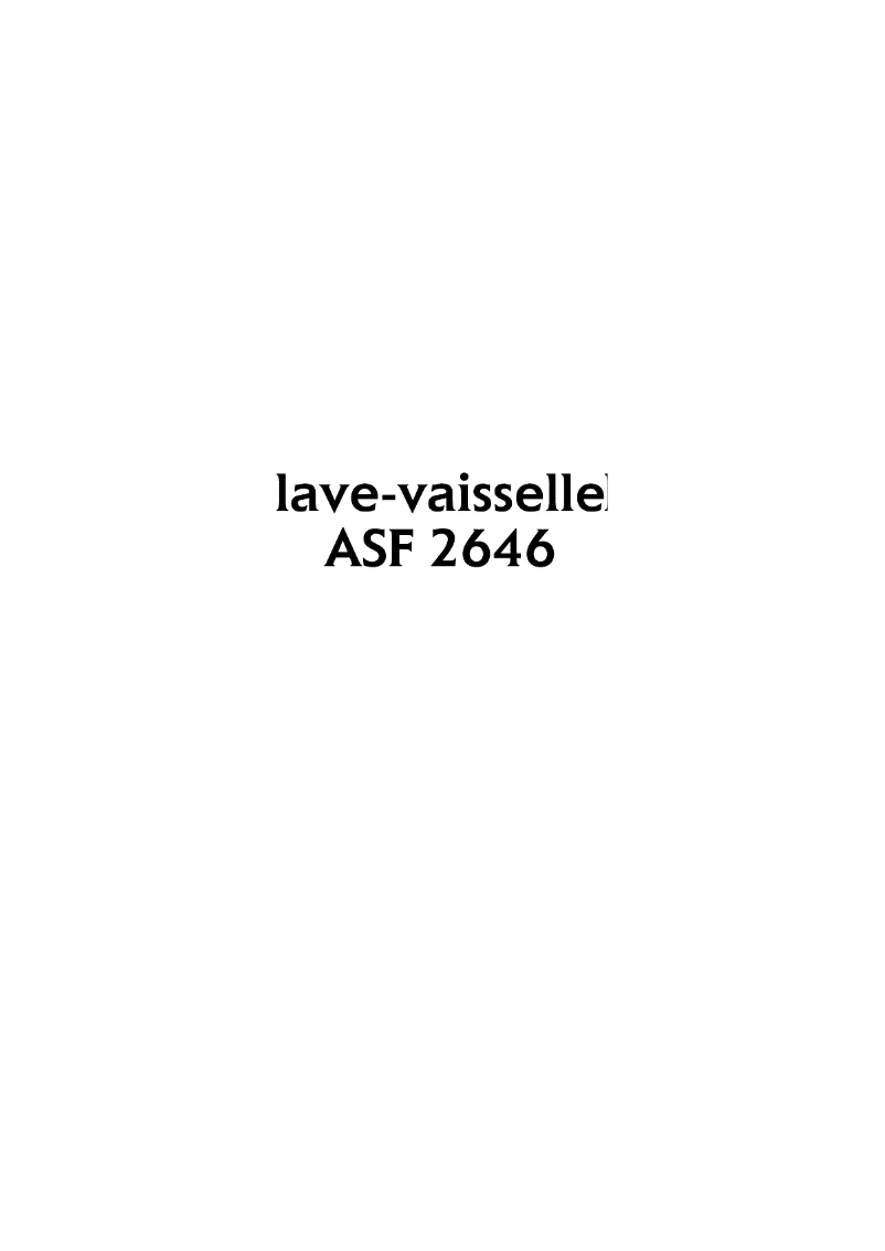 Image de la première page du manuel de l'appareil ASF 2646 W