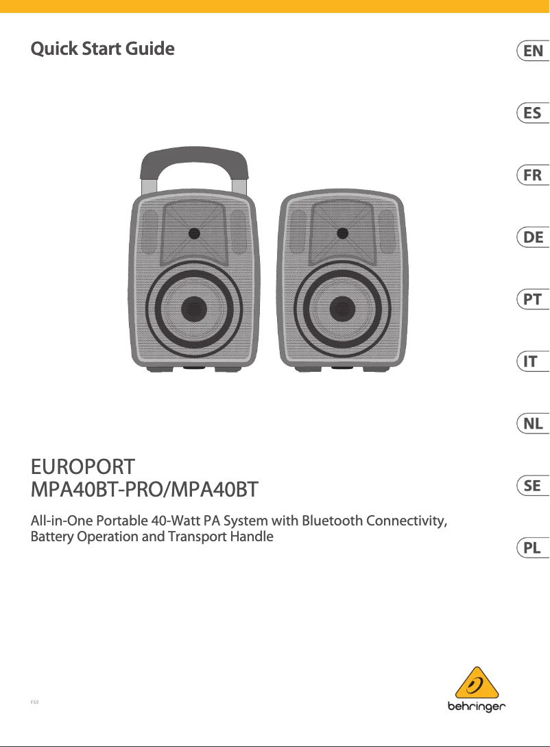 Page n°1 - Guide de démarrage rapide Behringer Europort MPA40BT