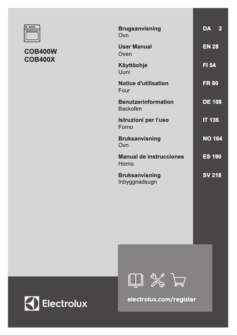 Page 1 de la notice Manuel utilisateur Electrolux COB400W
