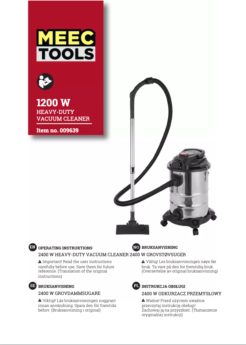 Page n°1 - Manuel utilisateur Meec Tools 007-900