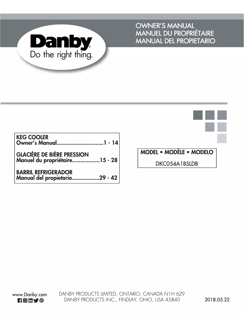 Page 1 de la notice Manuel utilisateur Danby DKC054A1BSLDB