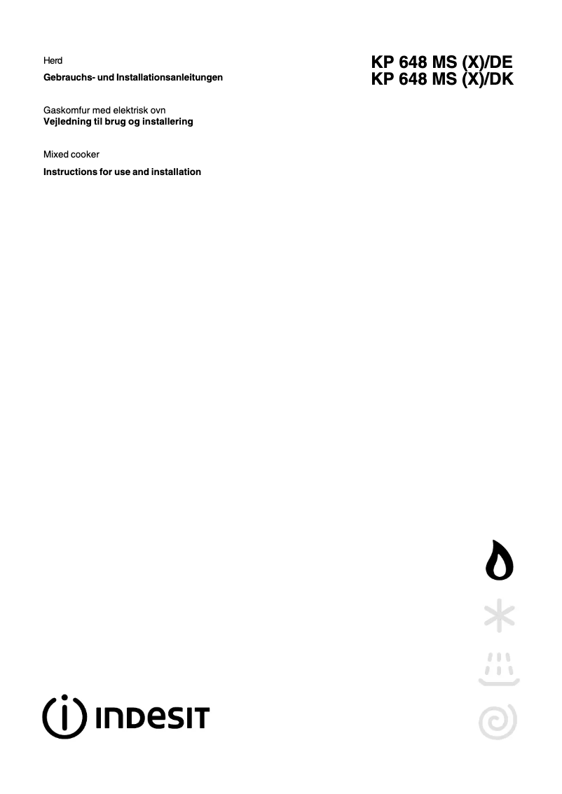 Page 1 de la notice Manuel utilisateur Indesit KP 648 MS (X)/DE