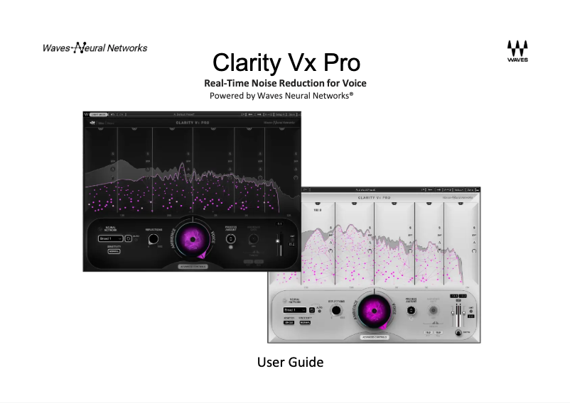 Page 1 de la notice Manuel utilisateur Waves Clarity Vx Pro