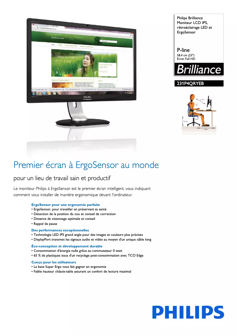 Imagen de la primera página del manual del dispositivo Brilliance 231P4QRYEB