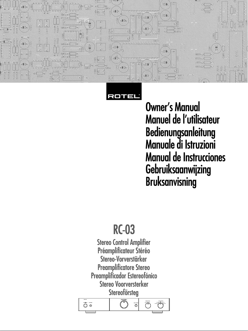 Page n°1 - Manuel utilisateur Rotel RC-03