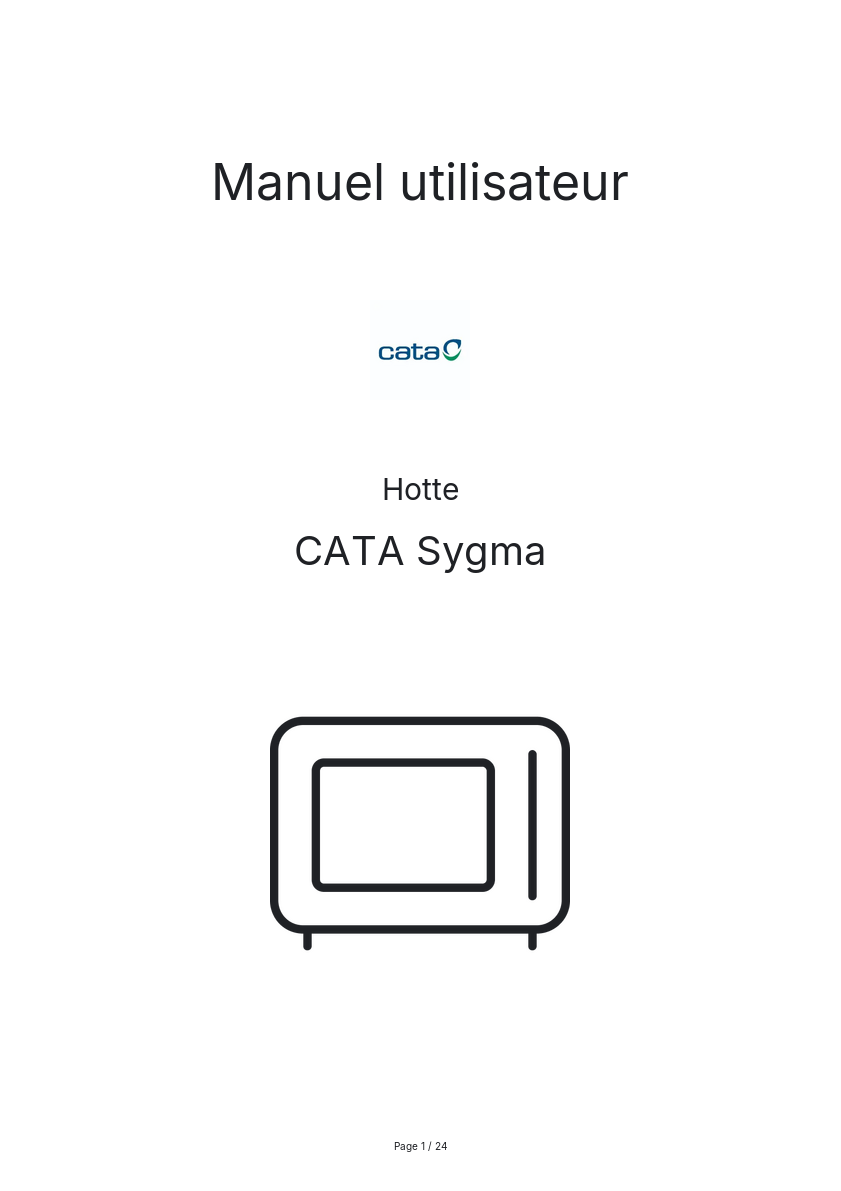Page n°1 - Manuel utilisateur CATA Sygma
