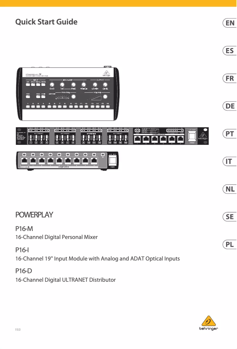 Page 1 of the manual Quick Start Guide Behringer Powerplay P16-M