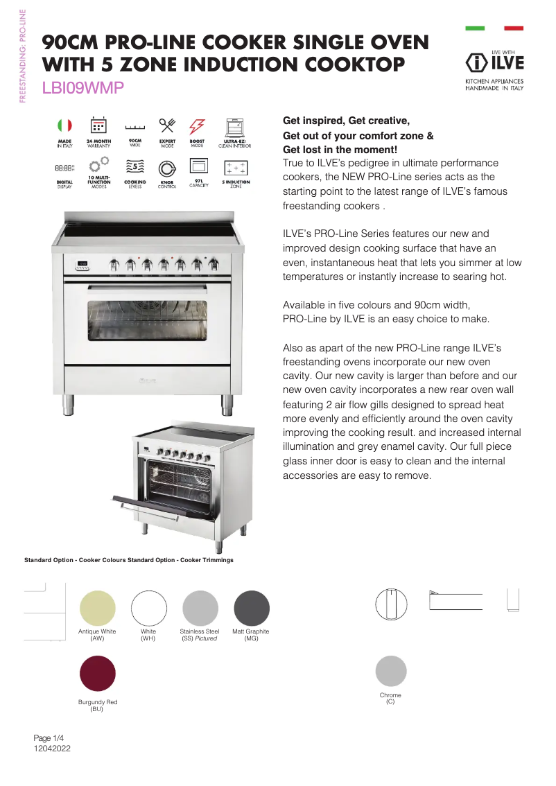 Page n°1 - Fiche technique Ilve LBI09WMPSS