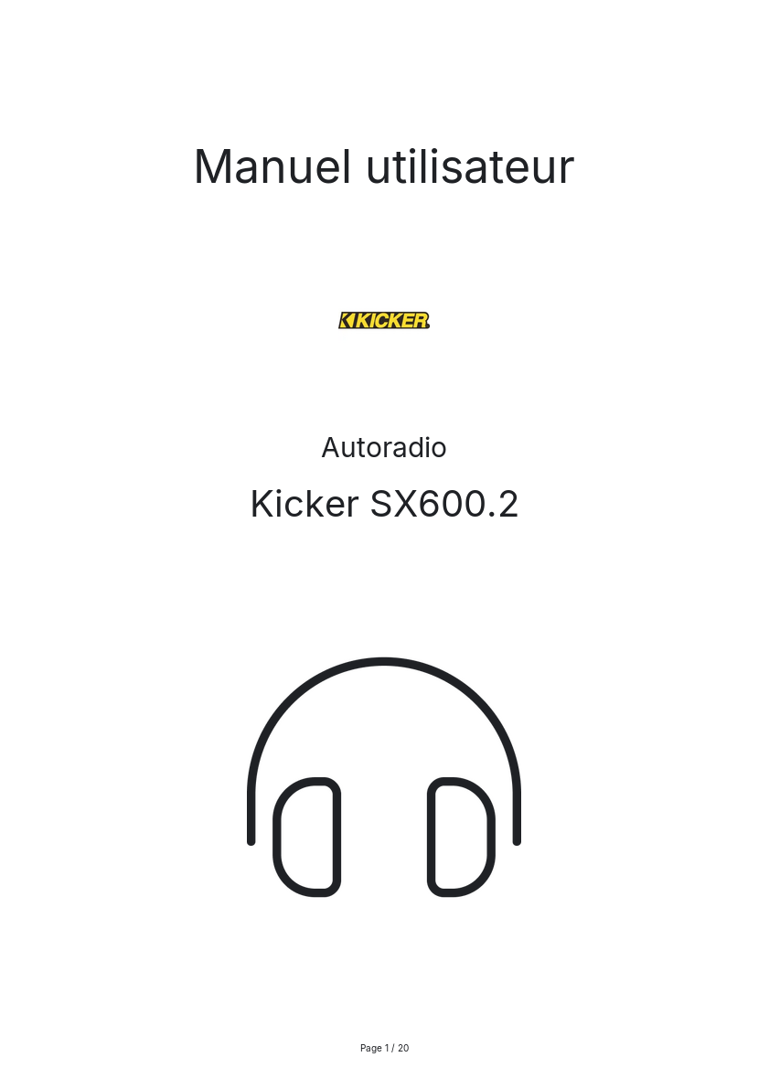 Page n°1 - Manuel utilisateur Kicker SX600.2