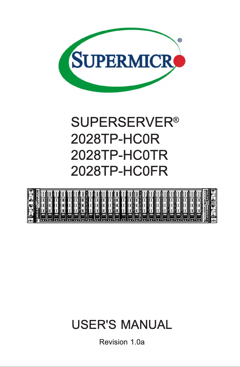 Page 1 de la notice Manuel utilisateur Supermicro SuperServer 2028TP-HC0FR
