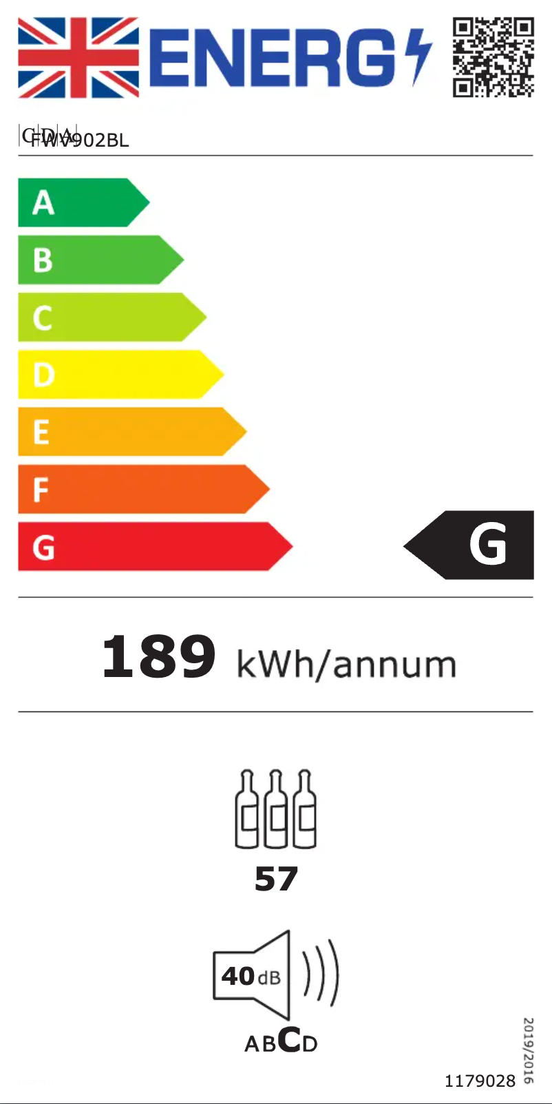 Page n°1 - Label énergétique CDA FWV902BL