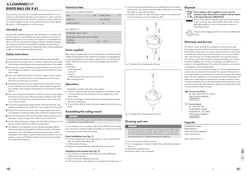 First page image of the manual for IAN 67216