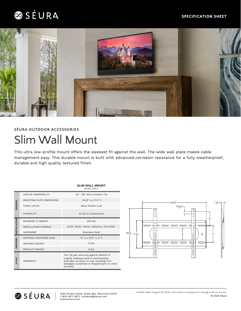 Page 1 de la notice Fiche technique Seura SW-2