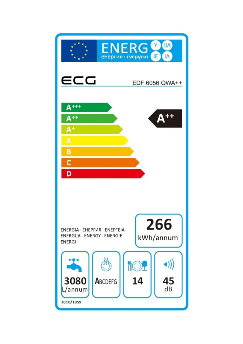 Page 1 de la notice Label énergétique ECG EDF 6056 QWA++