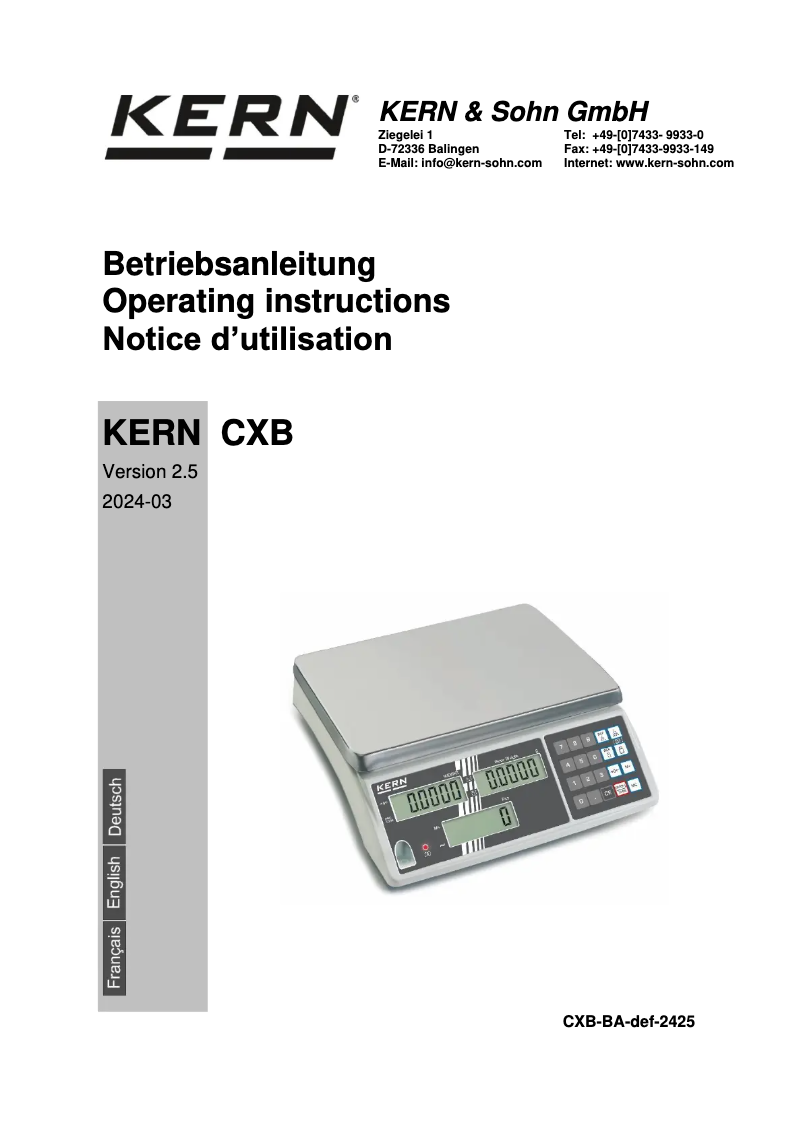 Image de la première page du manuel de l'appareil CXB 3K1NM