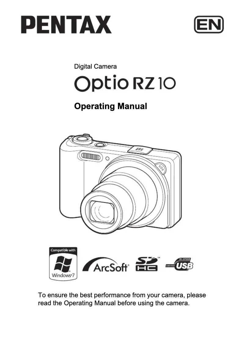 Imagen de la primera página del manual del dispositivo Optio RZ10