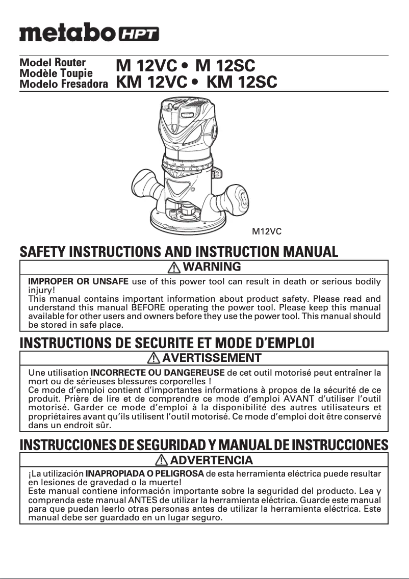 Page n°1 - Manuel utilisateur Metabo M12VC