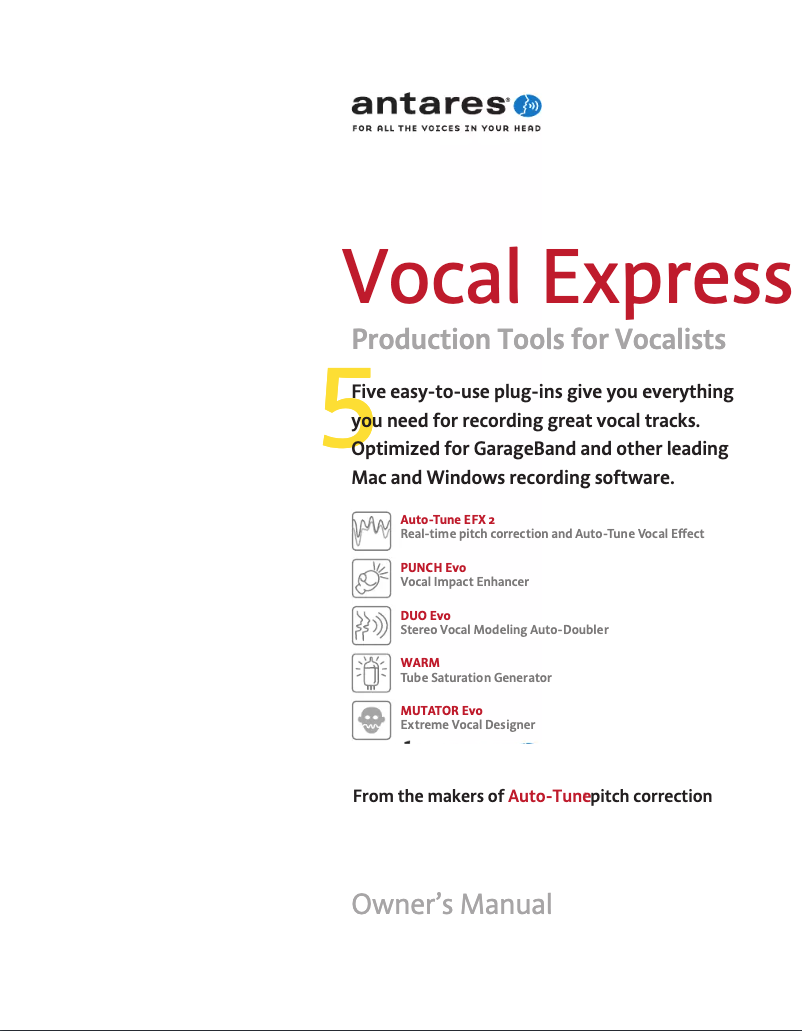 Page 1 de la notice Manuel utilisateur Antares Vocal Express