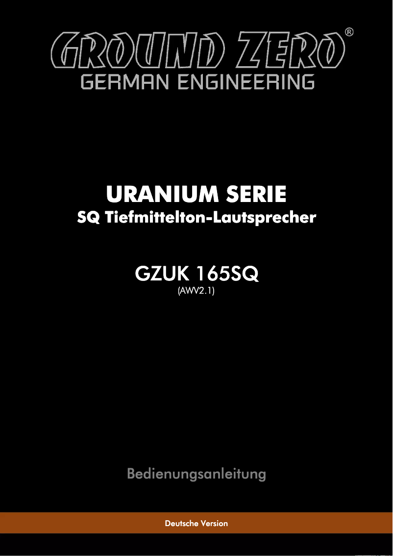 First page image of the manual for GZUK 165SQ