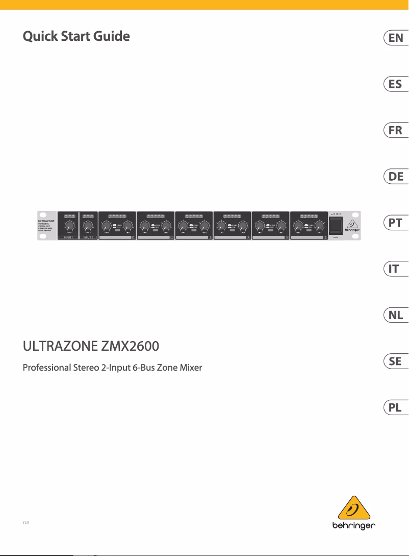 Page 1 of the manual User Manual Behringer Ultrazone ZMX2600