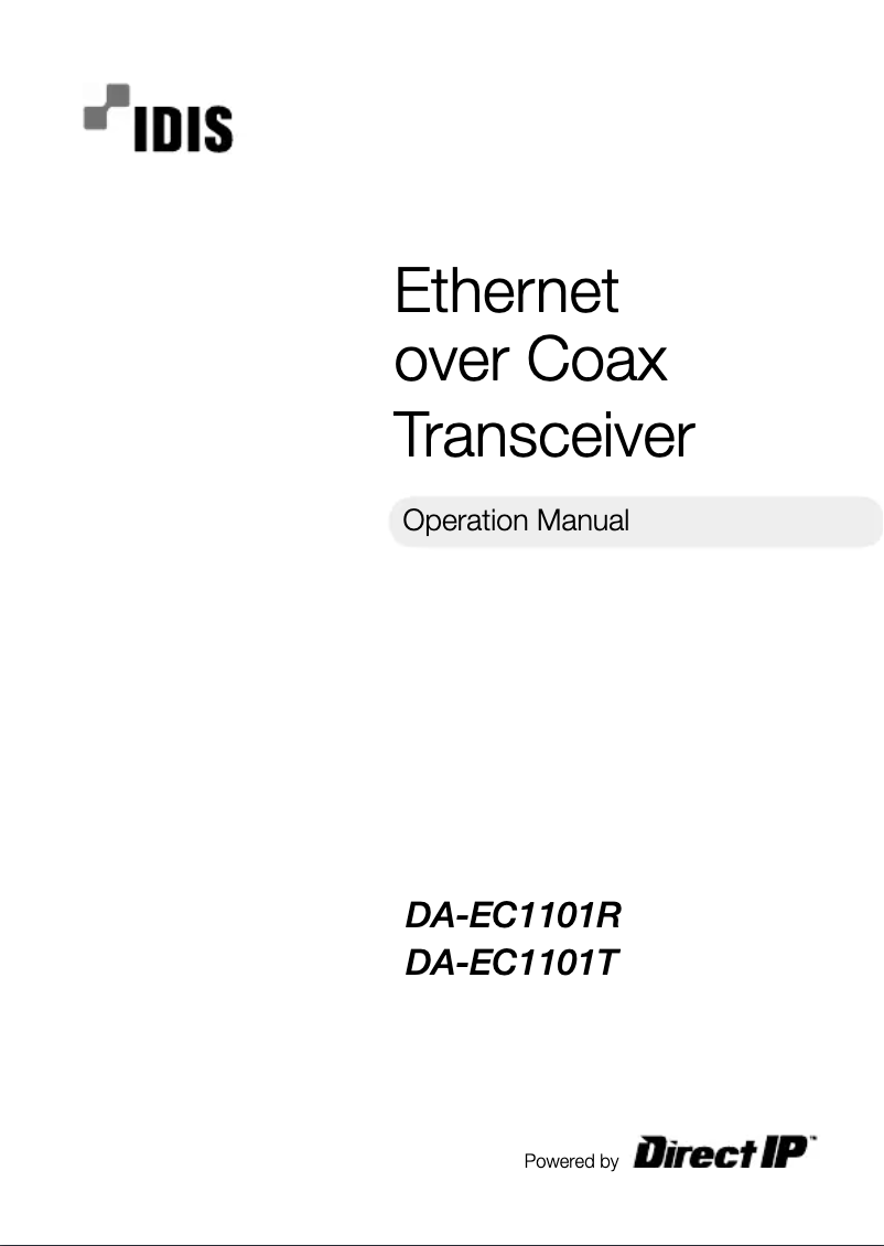 Page 1 de la notice Manuel utilisateur IDIS DA-EC1101R