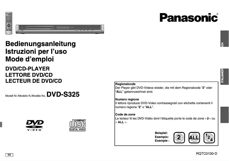 Page 1 de la notice Manuel utilisateur Panasonic DVD-S325