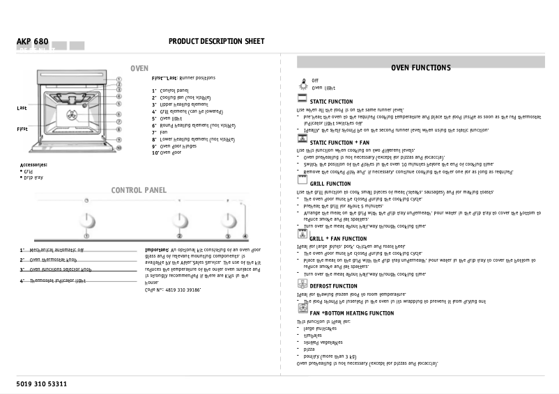 Page 1 de la notice Manuel utilisateur Whirlpool AKP 680