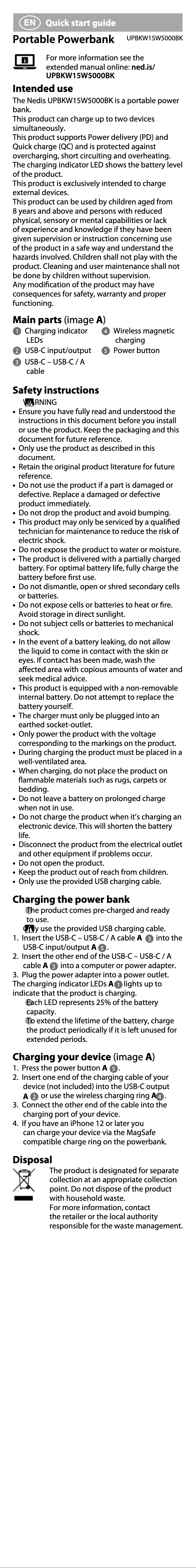 Image de la première page du manuel de l'appareil UPBKW15W5000BK