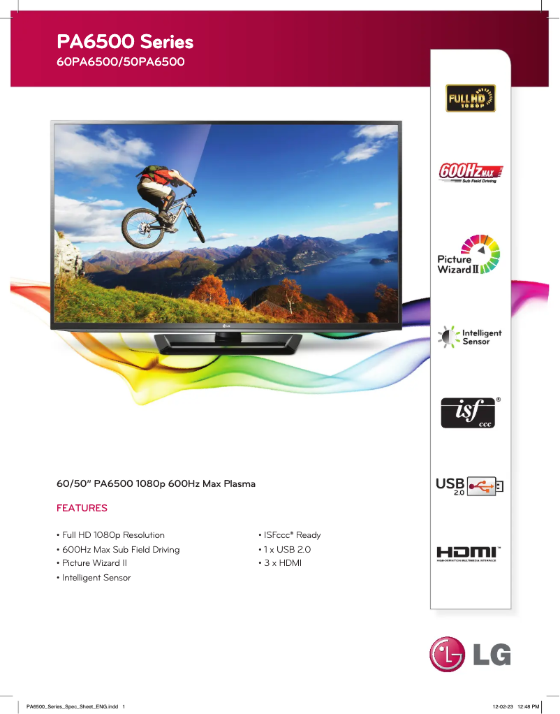 Image de la première page du manuel de l'appareil 50PA6500