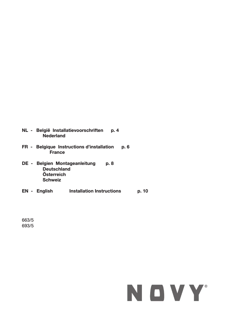 Page n°1 - Guide d'installation Novy 693