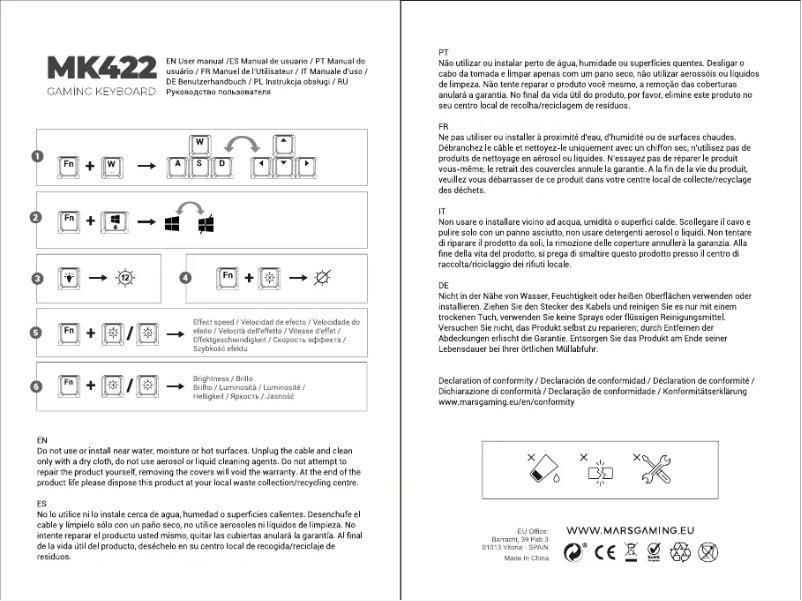 Page n°1 - Manuel utilisateur Mars Gaming MK422