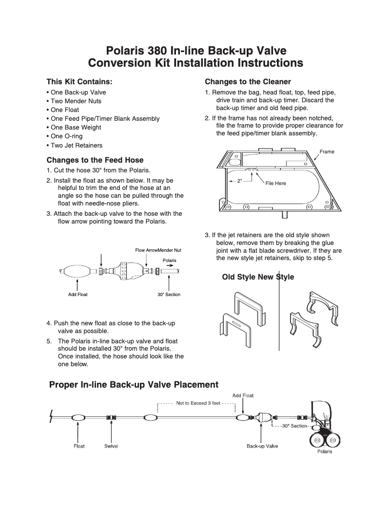 Página 1 del manual Guía de instalación Polaris Vac-Sweep 380