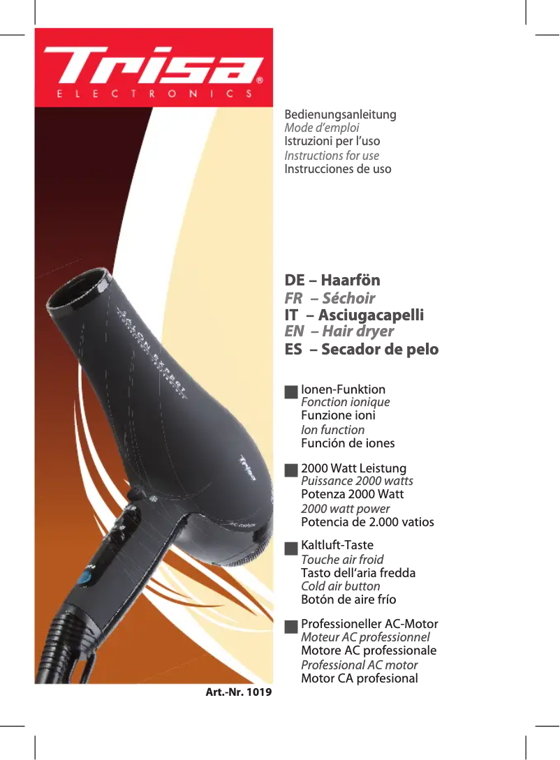 Page n°1 - Manuel utilisateur Trisa Salon Expert
