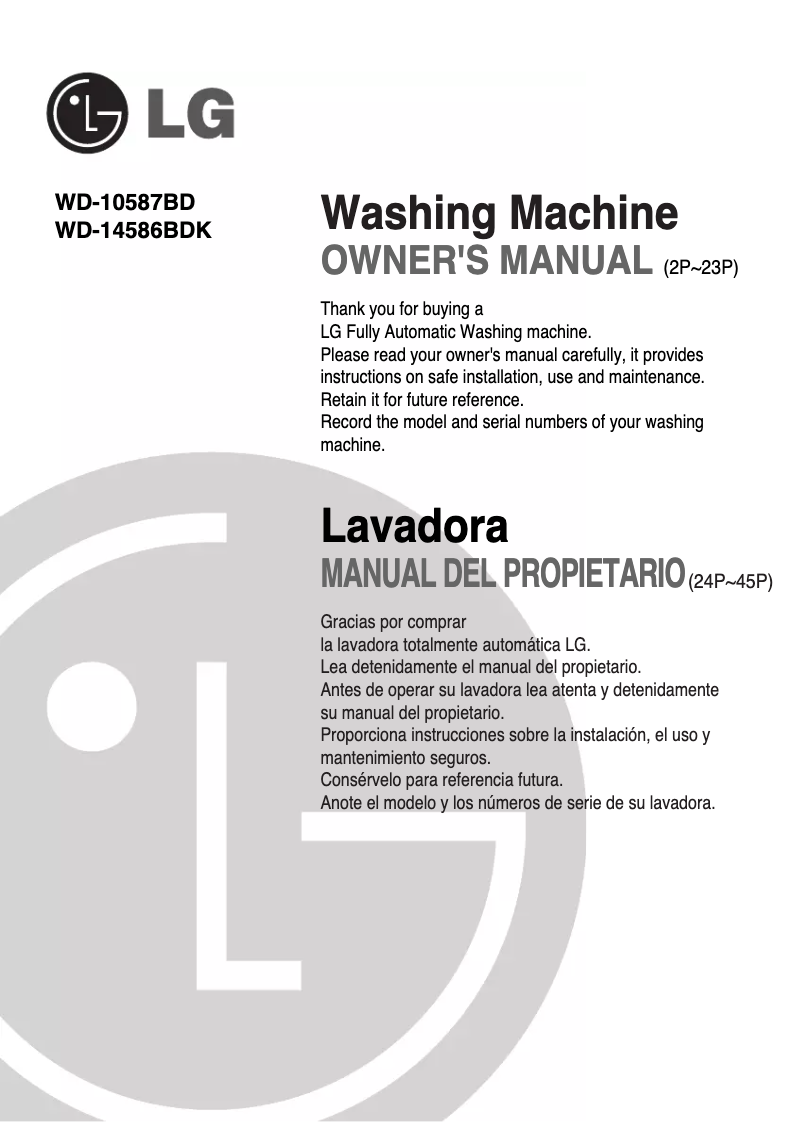 Página 1 del manual Manual de usuario LG WD-14586BDK