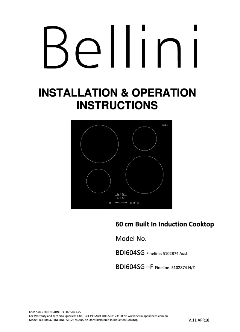 Página 1 del manual Manual de usuario Bellini BDI604SG