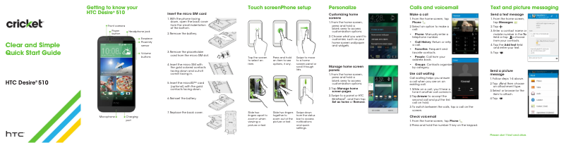 Page 1 de la notice Guide de démarrage rapide HTC Desire 510