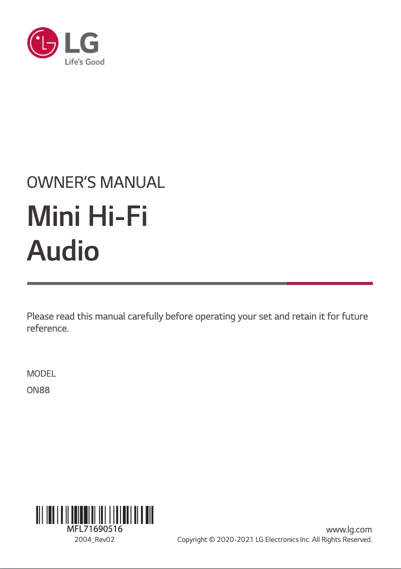 Página 1 del manual Manual de usuario LG ON88