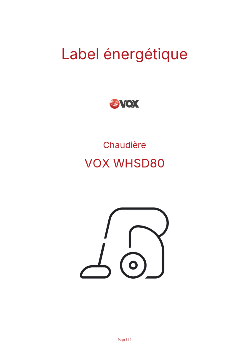 Page n°1 - Label énergétique VOX WHSD80